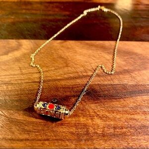 Heart Love Letter Scroll Charm Necklace in Gold Red and Blue